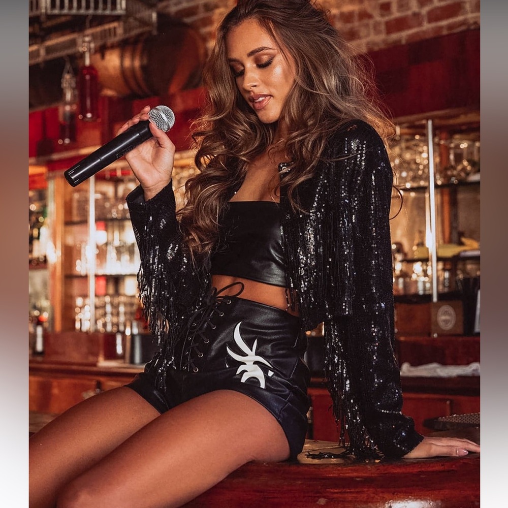 12th Tribe Black Sequin Fringe Jacket